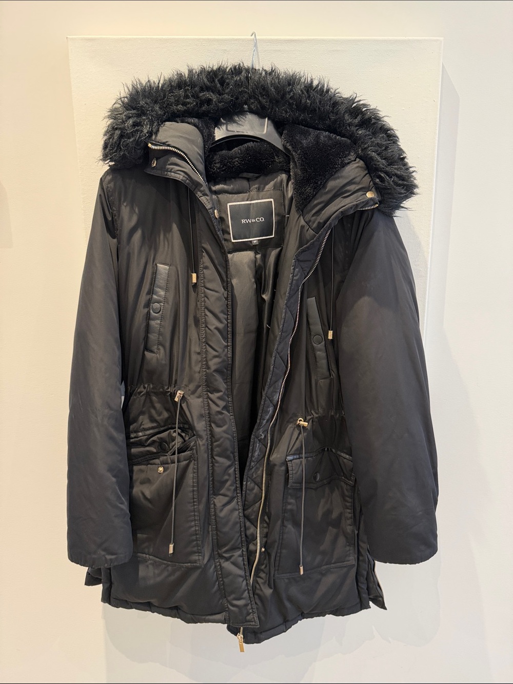 RW&CO. Black Faux-Fur Trimmed Hooded Parka